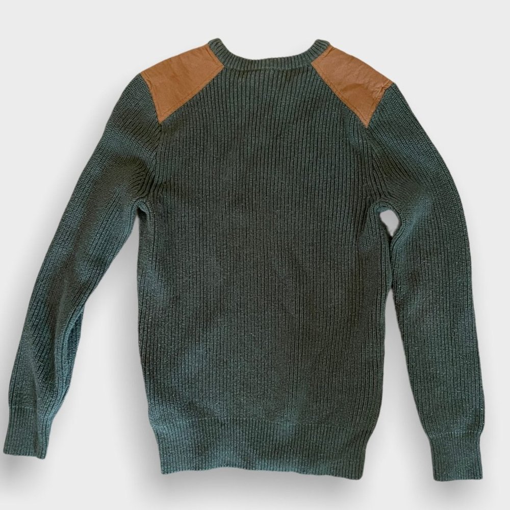Mens J Crew Green Knit Shoulder Pad Sweater Small EUC
